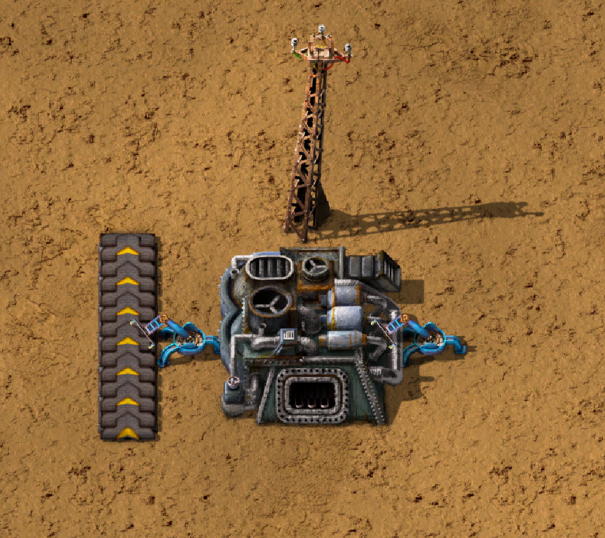 A small, but standard blueprint featuring a belt, some inserters, a power pole, and an electric furnace.